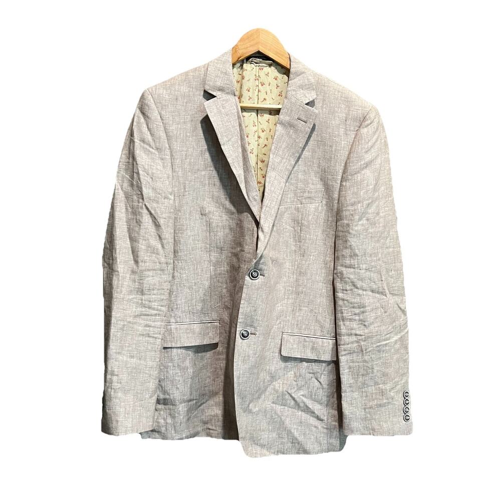 Lord &‎ Taylor Beige Men's Black Brown 1826 Slim Fit Linen Blazer Size 40R
